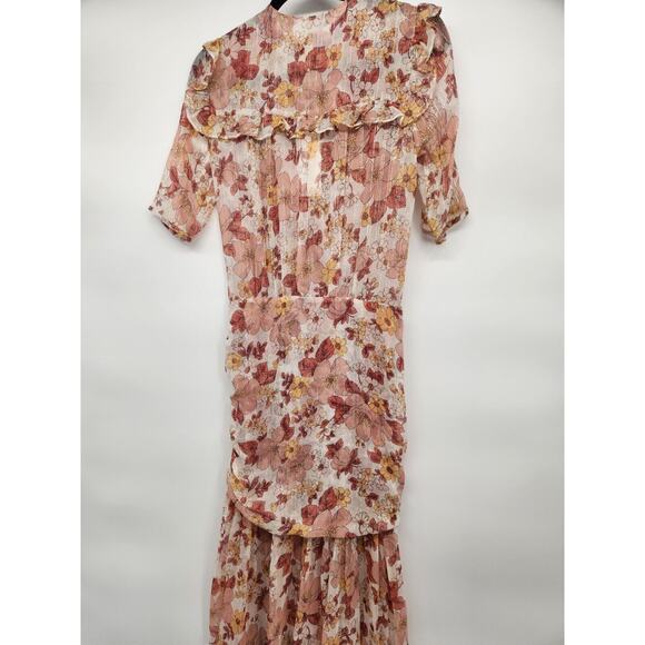 NWT Veronica Beard Floral Short Sleeve Ruffle Mick Maxi Dress Sz 2 Melon #2J421 - Picture 8 of 14